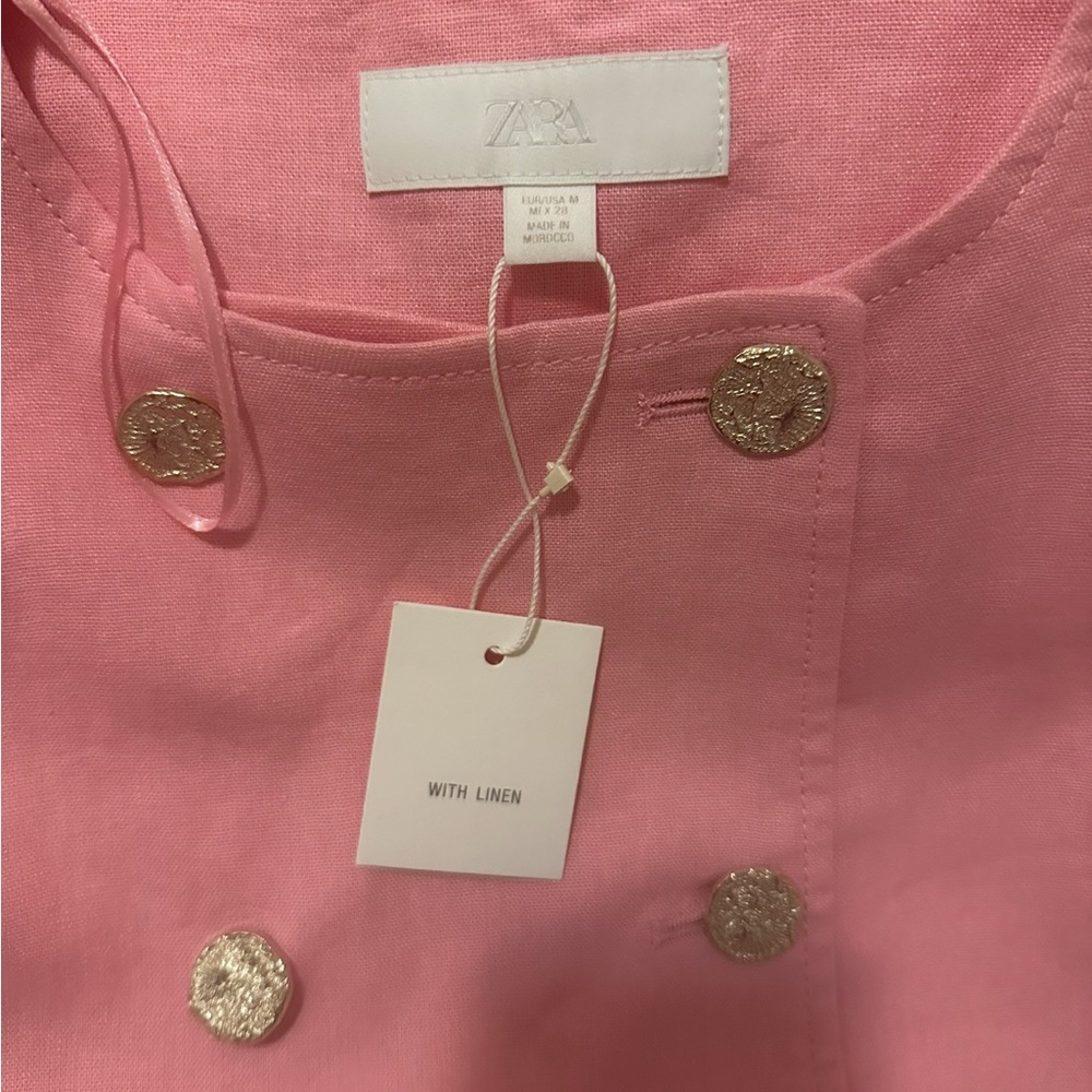 Short Sleeve Double-breasted Blazer. Pink color. Size Medium - Picture 10 of 10